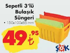 SEPETLİ 3'LÜ BULAŞIK SÜNGERİ SEPETLİ 3'LÜ BULAŞIK SÜNGERİ